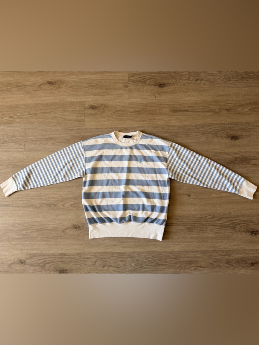 Ralph Lauren Blue and White Striped Crewneck Sweater, women’s size M
